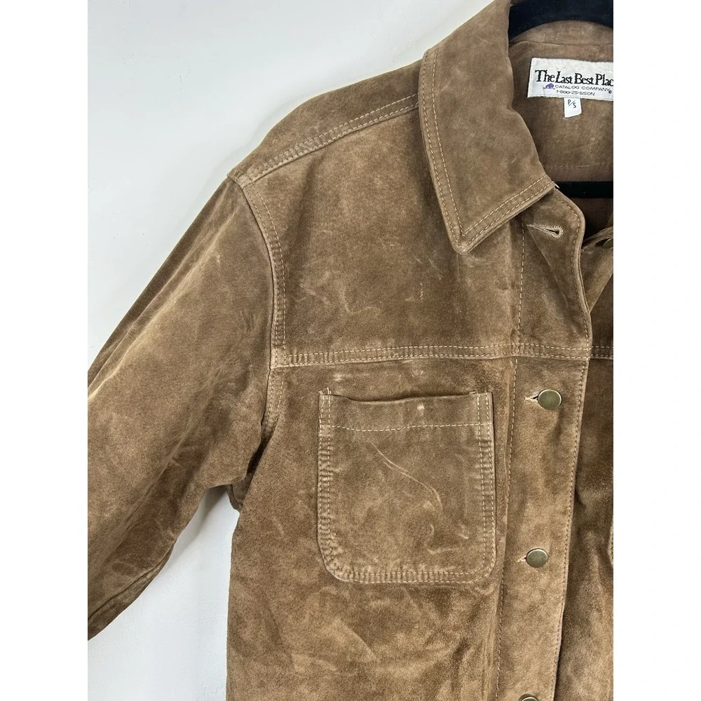 Ranch Cabin Leather Suede Brown Vintage Cowboy Cowgirl Jacket Size S USA Made
